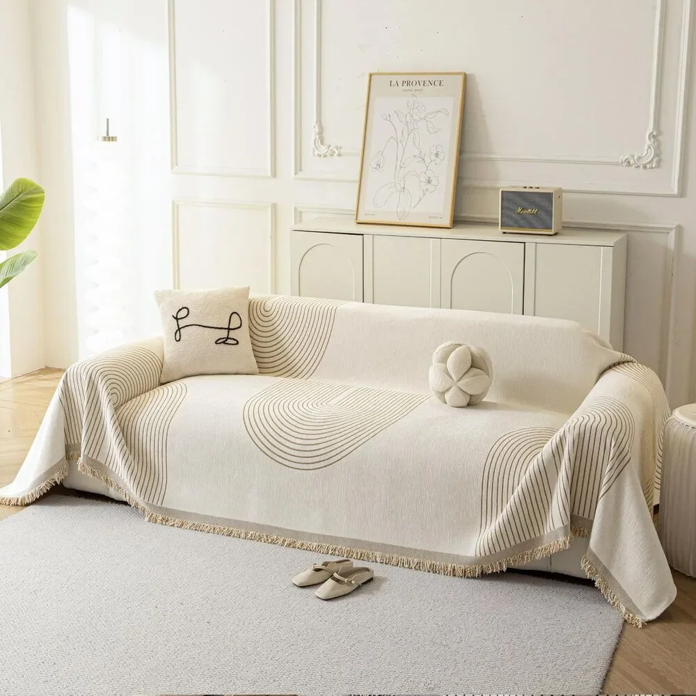 Cover for 3 Cushion Couch, Chenille with Tassels (71x118